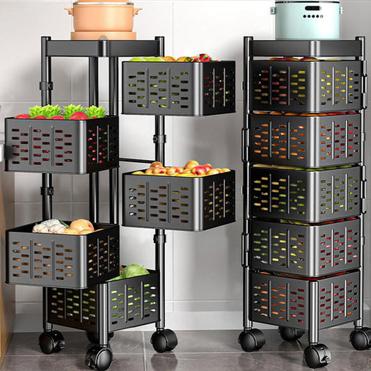 Chariot Rangement 5 Niveaux Rotatif Métal