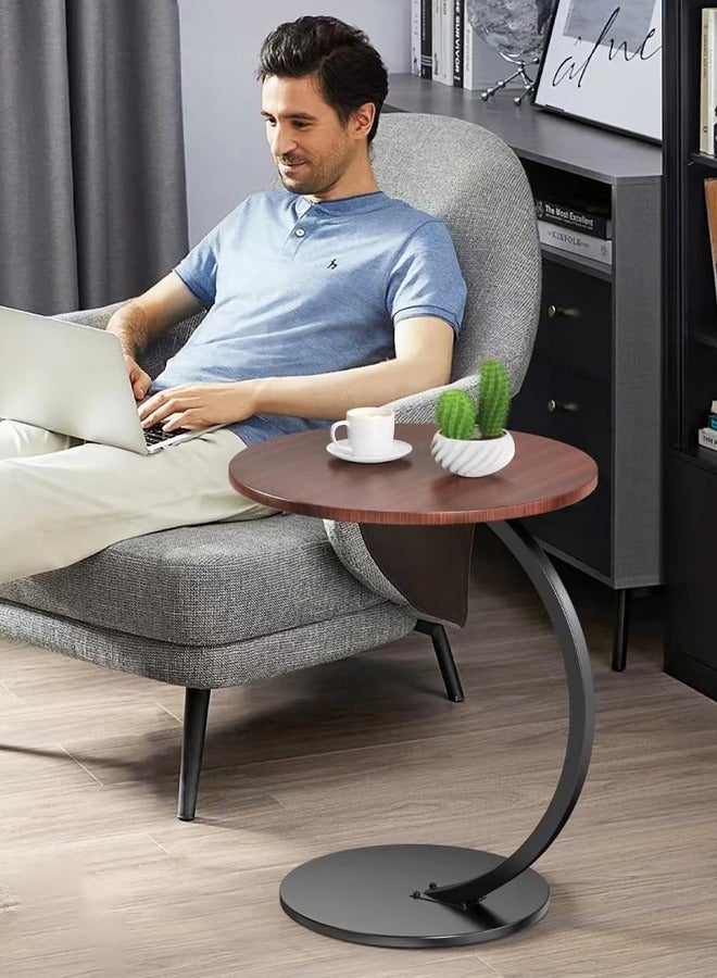 Table d'Appoint Ronde Bois & Métal Design Moderne