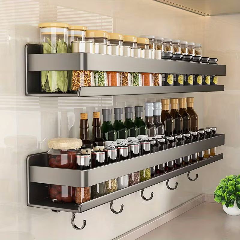 Étagère à Épices Murale Métal 20 Pots Sans Perçage