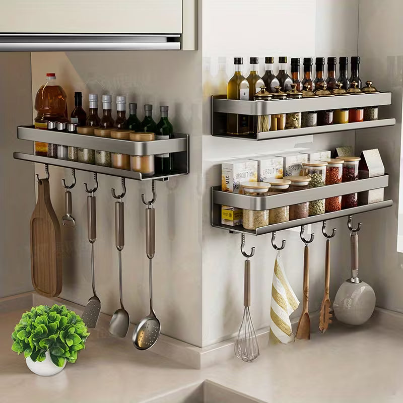Étagère à Épices Murale Métal 20 Pots Sans Perçage