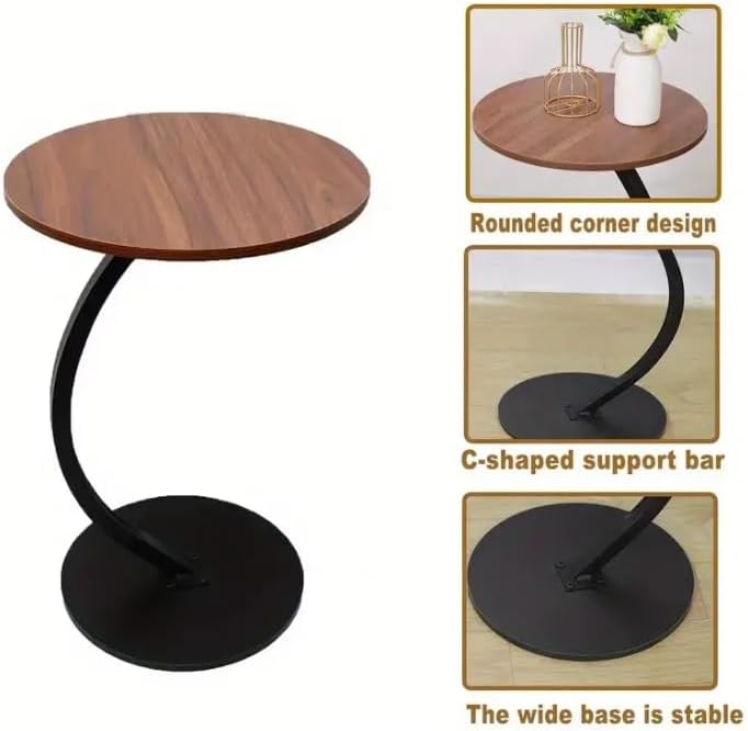 Table d'Appoint Ronde Bois & Métal Design Moderne