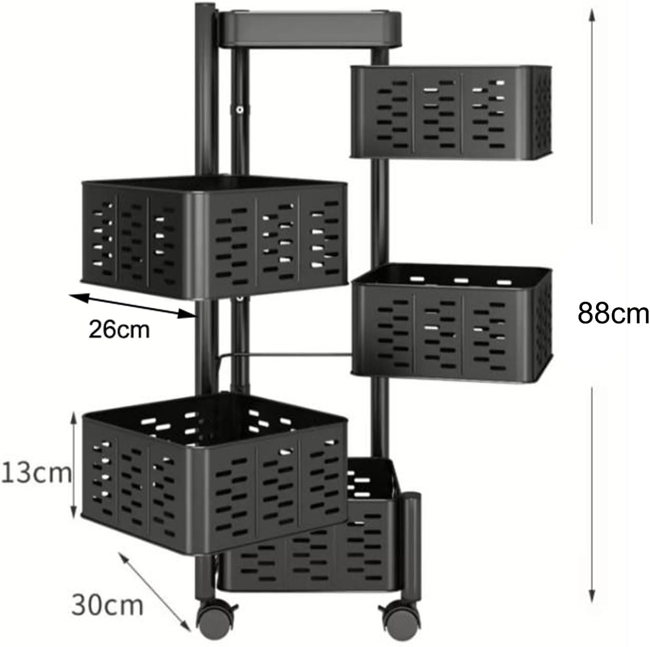 Chariot Rangement 5 Niveaux Rotatif Métal