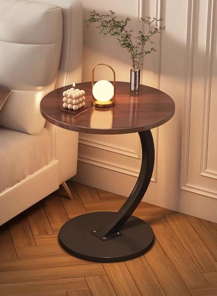 Table d'Appoint Ronde Bois & Métal Design Moderne