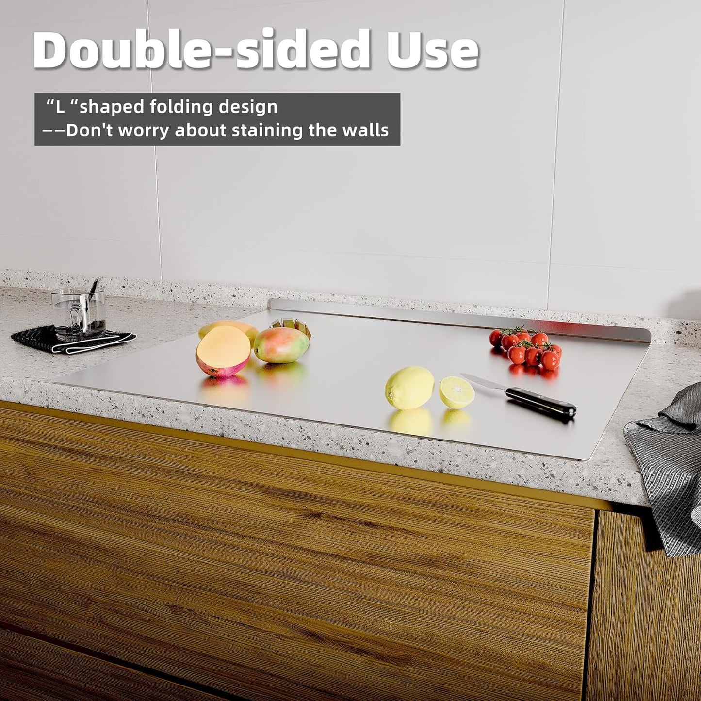 لوح تقطيع من الفولاذ المقاوم للصدأ بحافة سطحية