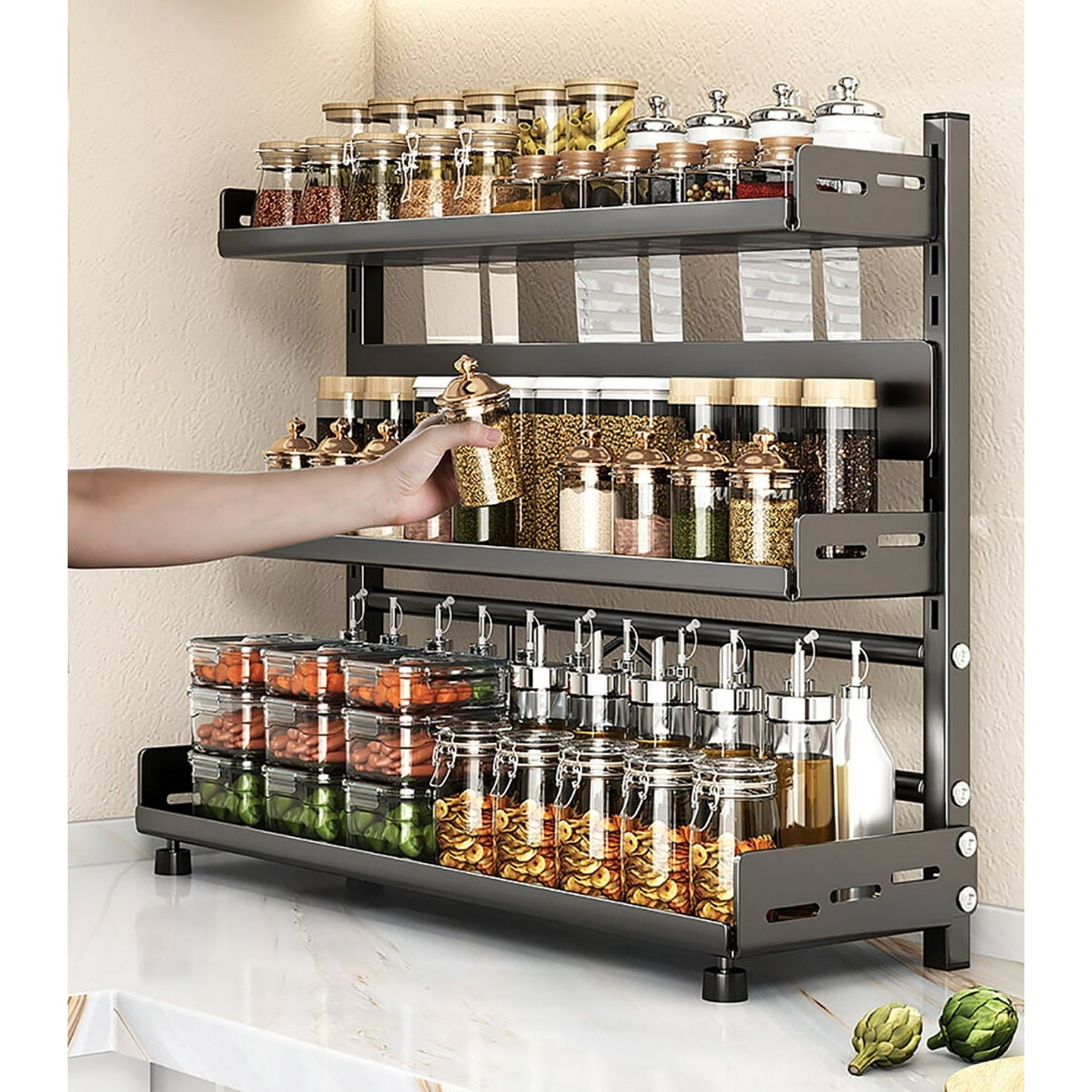 Organisateur Épices 3 Niveaux Ajustable 50 cm