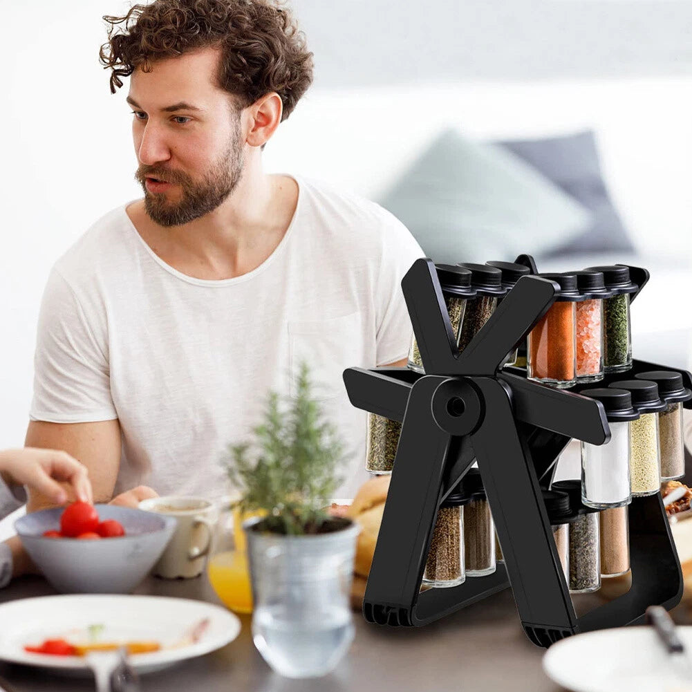 Porte-Épices Rotatif Métal & Bois Sur Pied