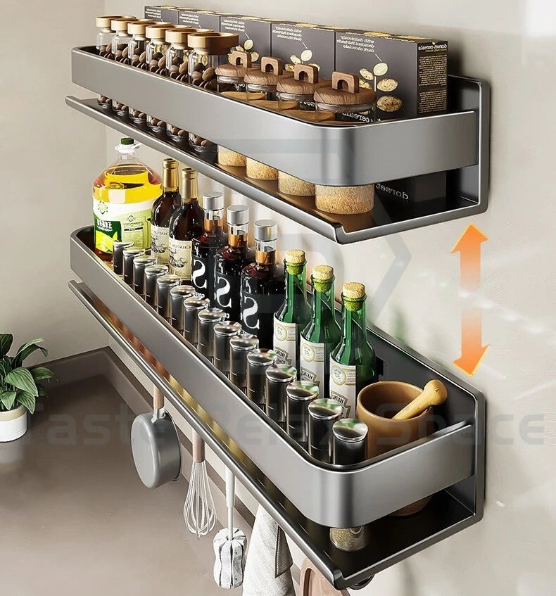 Étagère à Épices Murale Métal 20 Pots Sans Perçage